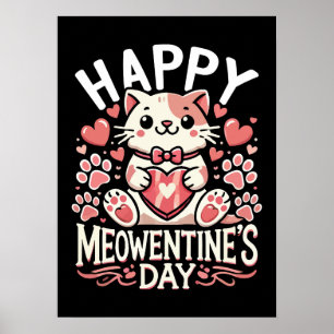 Happy Meowentine's Day - Cute Cat Valentine's Day Poster