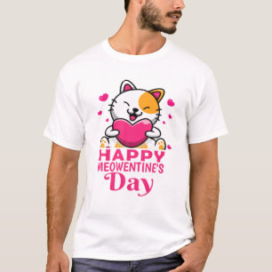 Happy Meowentines Day Cute Couples Valentines Day T-Shirt