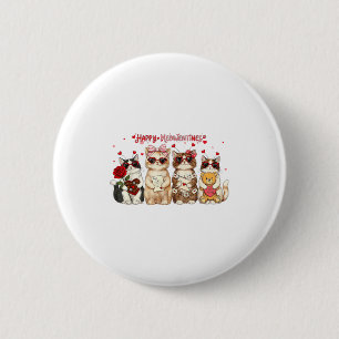 Happy Meowentines Day Cute Valentine Cats Hearts M 6 Cm Round Badge
