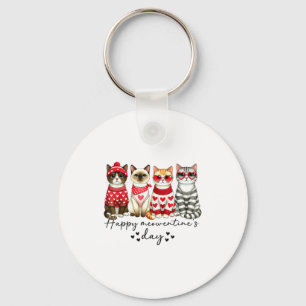 Happy Meowentine's Day Cute Valentines Funny Cat S Key Ring