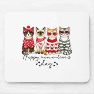 Happy Meowentine's Day Cute Valentines Funny Cat S Mouse Mat