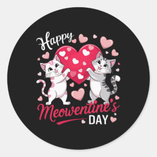 Happy Meowentine's Day Funny Cute Cat Lover Valent Classic Round Sticker