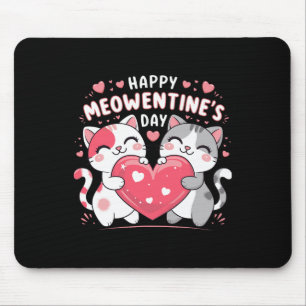 Happy Meowentine's Day Funny Cute Cat Lover Valent Mouse Mat
