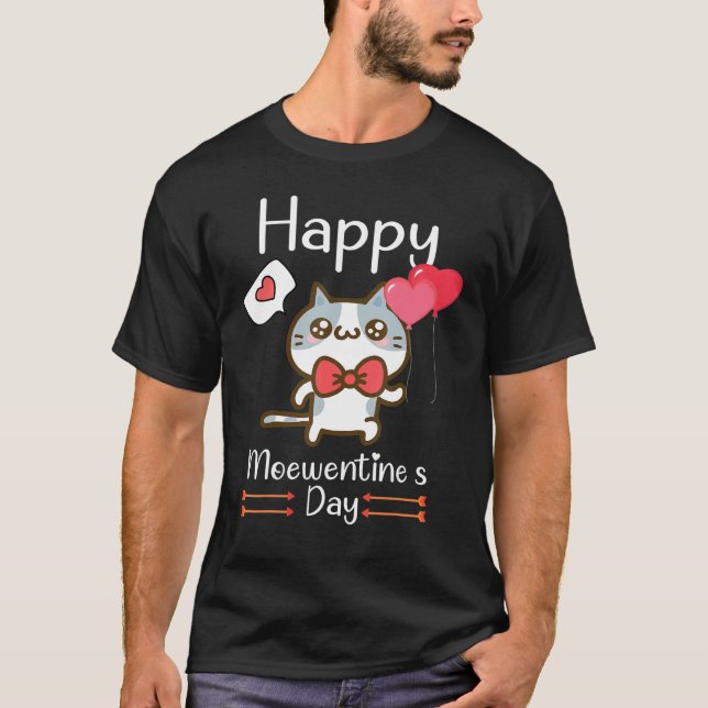 Happy Meowentine's Day Valentine For Cat  Cute Kit T-Shirt (Front)