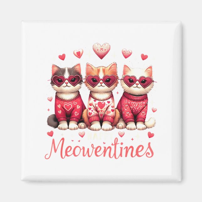 Happy Meowentines Funny Cute Valentine Cats Love C Magnet (Front)