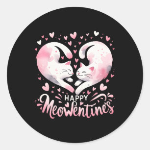 Happy Meowentine's Funny Valentine Cat Lover Coupl Classic Round Sticker