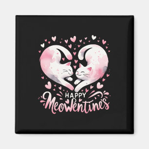 Happy Meowentine's Funny Valentine Cat Lover Coupl Magnet