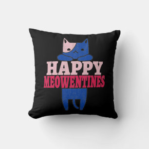 Happy Meowentines Funny valentine's day gift Cushion