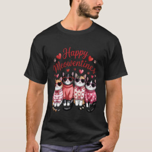 Happy Meowentineu2019s Cute Cat Valentine Funny Ca T-Shirt