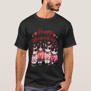 Happy Meowentineu2019s Cute Cat Valentine Funny Ca T-Shirt