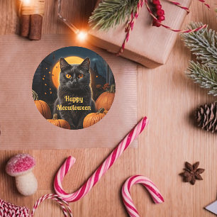 Happy Meowloween Cat Pumpkin Sticker
