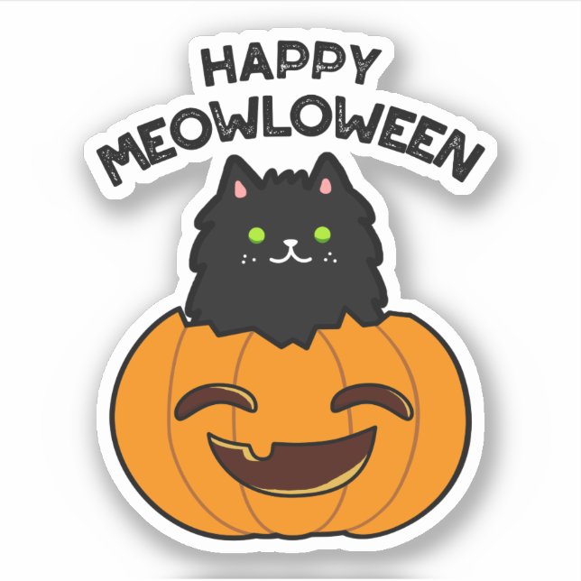 Happy Meowloween Funny Halloween Pun  (Front)