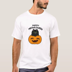 Happy Meowloween Funny Halloween Pun T-Shirt