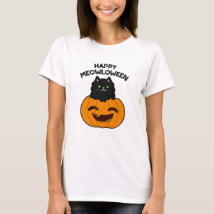 Happy Meowloween Funny Halloween Pun  T-Shirt