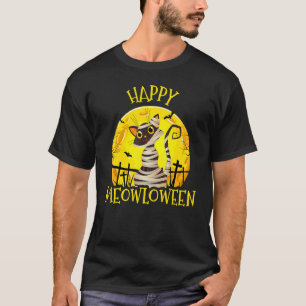 Happy Meowloween Mummy Black Cat Halloween T-Shirt
