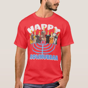 Happy Meownukkah Cats on Menorah for Hanukkah Chan T-Shirt