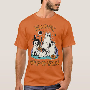 Happy Meowoween Cute Cats Ghost Halloween Cats Lov T-Shirt