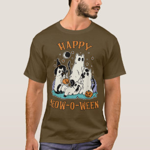 Happy Meowoween Cute Cats Ghost Halloween Cats Lov T-Shirt