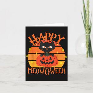 Happy Meowoween Halloween Black Cat Jack O Lantern Card