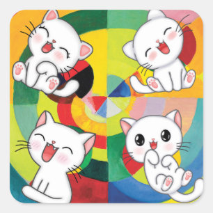 Happy Meows  Square Sticker