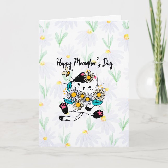 Happy Meowther's Day Funny Cat Mother's Day Thank You Card (Front)