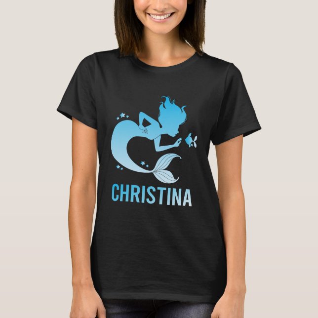 Happy Mermaid - Christina Name T-Shirt (Front)
