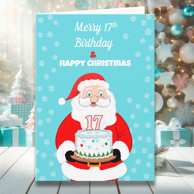Happy Merry 17th Birthday Christmas Santa  Card (Creator Uploaded)