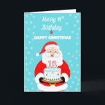 Happy Merry 18th Birthday Christmas Santa  Card<br><div class="desc">Celebrate a 18th Christmas birthday with festive cheer! This joyful card features Santa Claus holding a decorated birthday cake topped with a bold “18.” Blending the wonder of Christmas with the excitement of a milestone birthday,  it’s the perfect way to share holiday sparkle and birthday happiness all in one.</div>