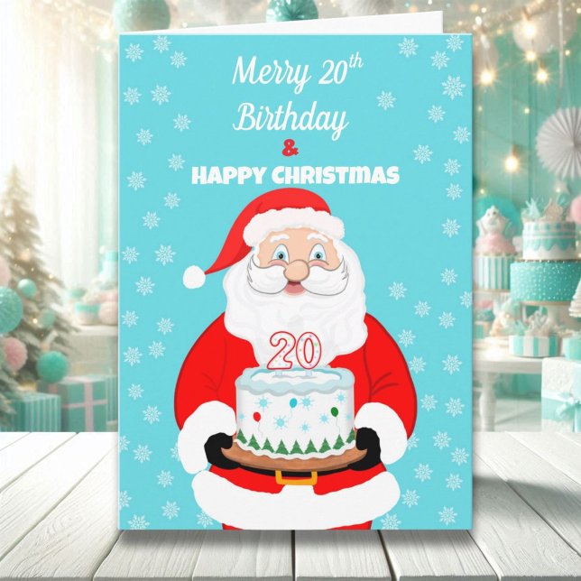 Happy Merry 20th Birthday Christmas Santa  Card (Creator Uploaded)