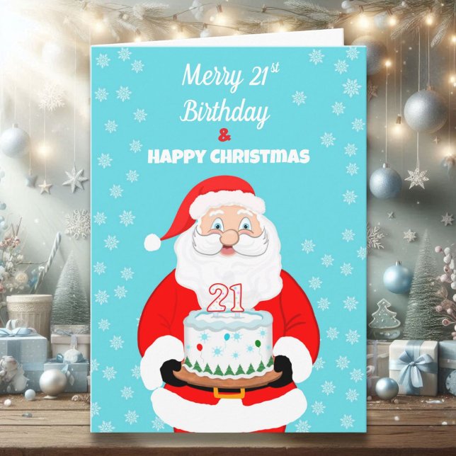 Happy Merry 21st Birthday Christmas Santa  Card (Creator Uploaded)