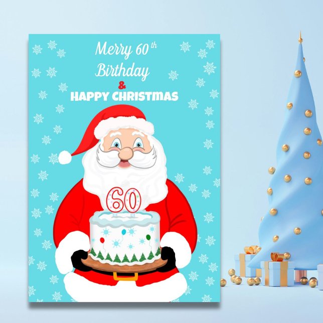 Happy Merry 60th Birthday Christmas Santa  Card (Creator Uploaded)