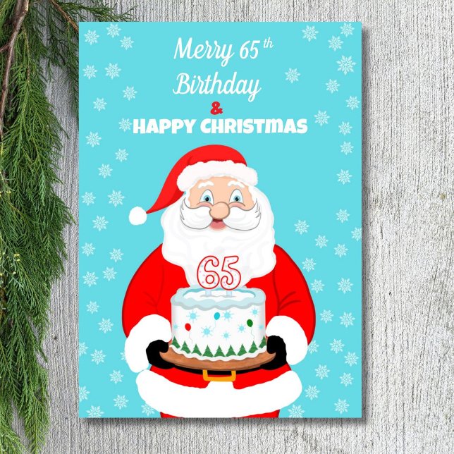 Happy Merry 65th Birthday Christmas Santa  Card (Creator Uploaded)