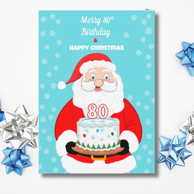 Happy Merry 80th Birthday Christmas Santa  Card (Creator Uploaded)