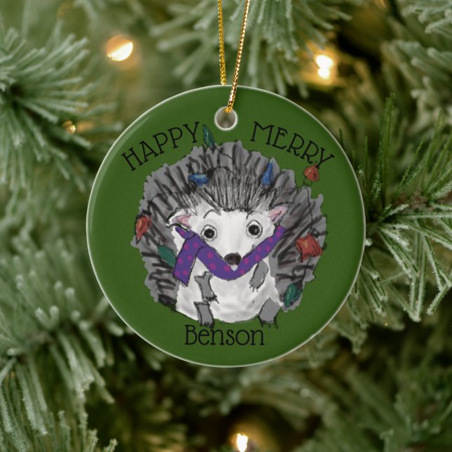 Happy Merry Benson Christmas ornament. Ceramic Tree Decoration (Tree)