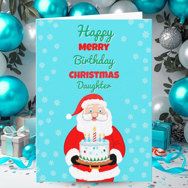 Happy Merry Birthday Christmas Santa Daughter Card (Creator Uploaded)