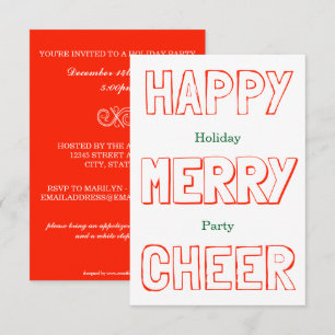 Happy Merry Cheer - 3x5 Holiday Party Invitation