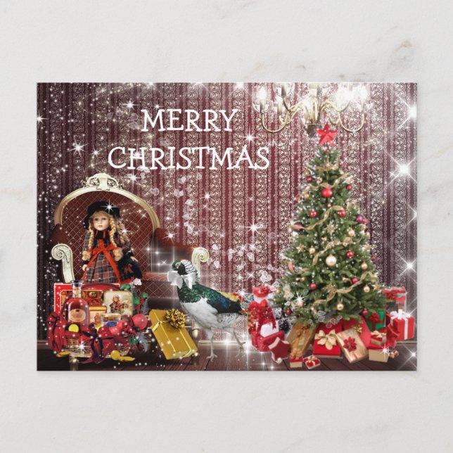 Happy Merry Christmas Chic Fantasy Postcart Holiday Postcard (Front)