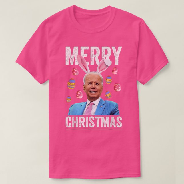 Happy Merry Christmas Funny Biden Confused for Eas T-Shirt (Design Front)