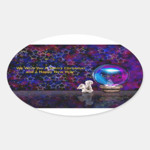 Happy Merry Christmas Oval Sticker