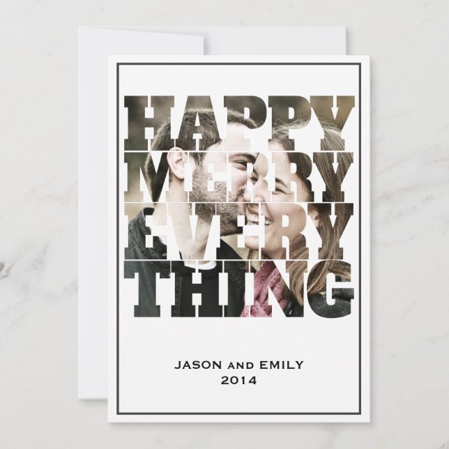 HAPPY MERRY EVERYTHING Cutout Photo Holiday Card (Front)