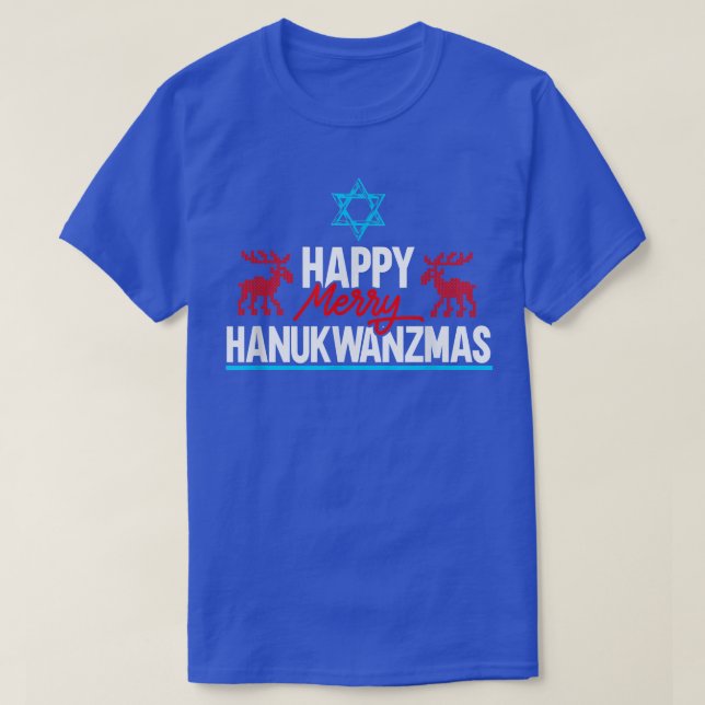 Happy Merry Hanukwanzmas Jewish Chanukah Dreidel H T-Shirt (Design Front)