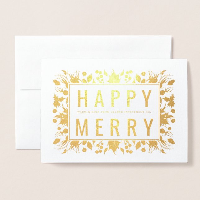Happy Merry Holiday Foil Card (Front With Envelope)