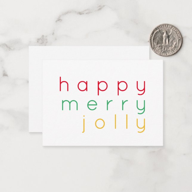 HAPPY MERRY JOLLY 3.5x2.5 Flat Card  (Front/Back In Situ)