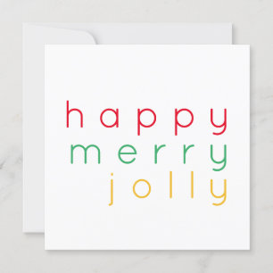 HAPPY MERRY JOLLY 5.25 Square Flat Christmas Card