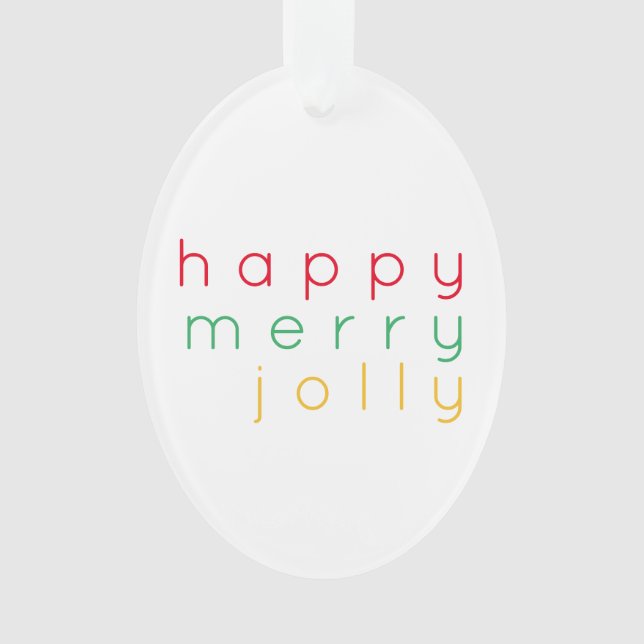 HAPPY MERRY JOLLY Acrylic Oval Ornament (Front)