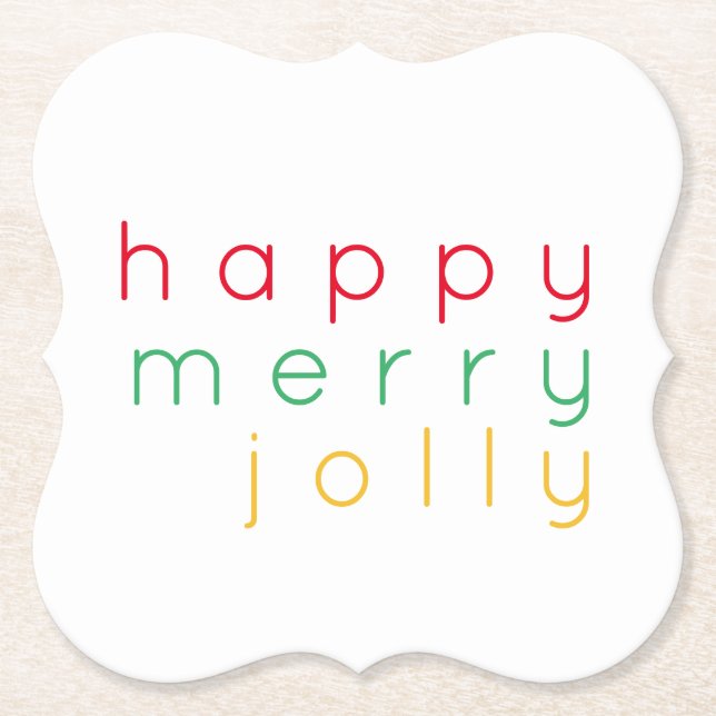 HAPPY MERRY JOLLY Bracket Paper Coasters (Front)