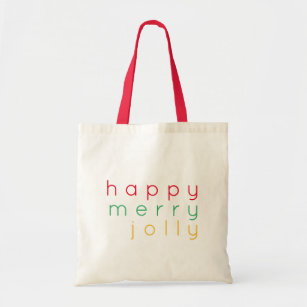 HAPPY MERRY JOLLY Budget Tote Bag / Red
