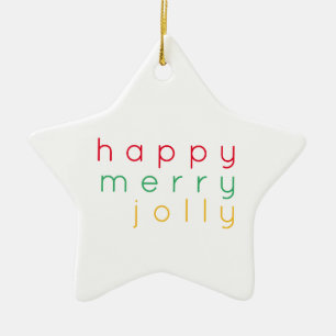 HAPPY MERRY JOLLY Ceramic Star Ornament