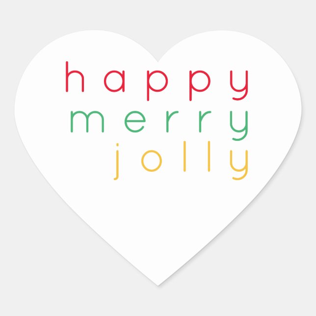 HAPPY MERRY JOLLY Heart Stickers (Front)