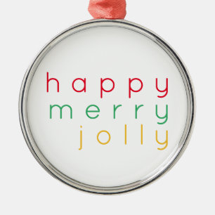 HAPPY MERRY JOLLY Premium Round Ornament